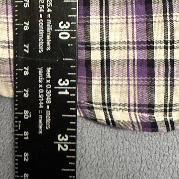 Wrangler Woven Western Button Up Shirt Short Sleeve Plaid Purple Mens Size L - Picture 9 of 13
